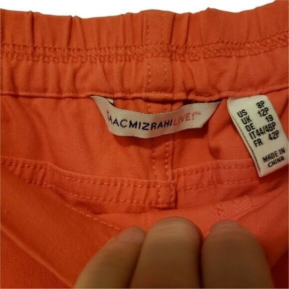 Isaac Mizhari Womens Size 8P Orange  Solid Pull On Cropped Pants - Picture 3 of 8